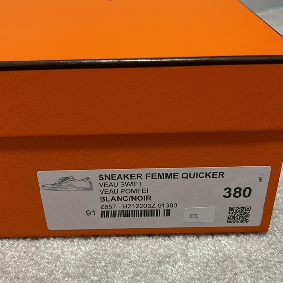 Authentic HERMES Swift Printed Peinture Quicker Sneakers White Black 38 shoes - Picture 13 of 13